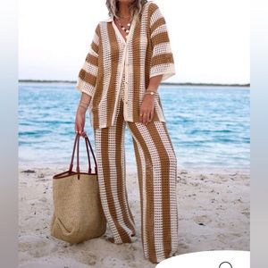 BRADLEY CROCHET FULL SET - WIDE LEG PANTS AND BUTTON DOWN